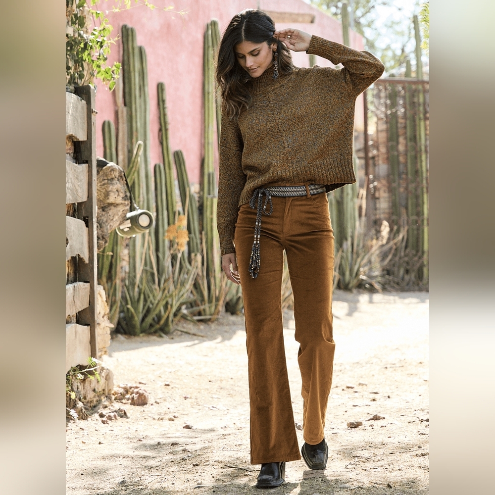 Peruvian Connection Velvetine Toffee Straight Leg Cut Pants Size 4 - Picture 3 of 11